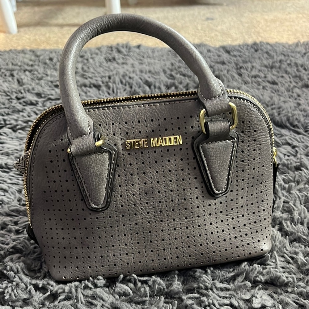 Gray hand bag